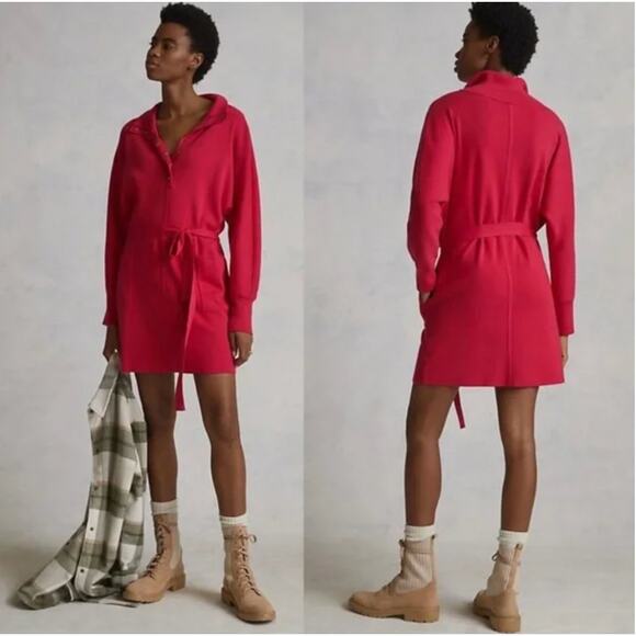 DAILY PRACTICE by Anthropologie | Knit Polo Dress in Dark Pink | Size Small - Picture 1 of 6
